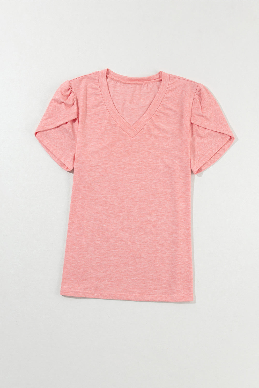 Mist Green Petal Sleeve V Neck T-Shirt