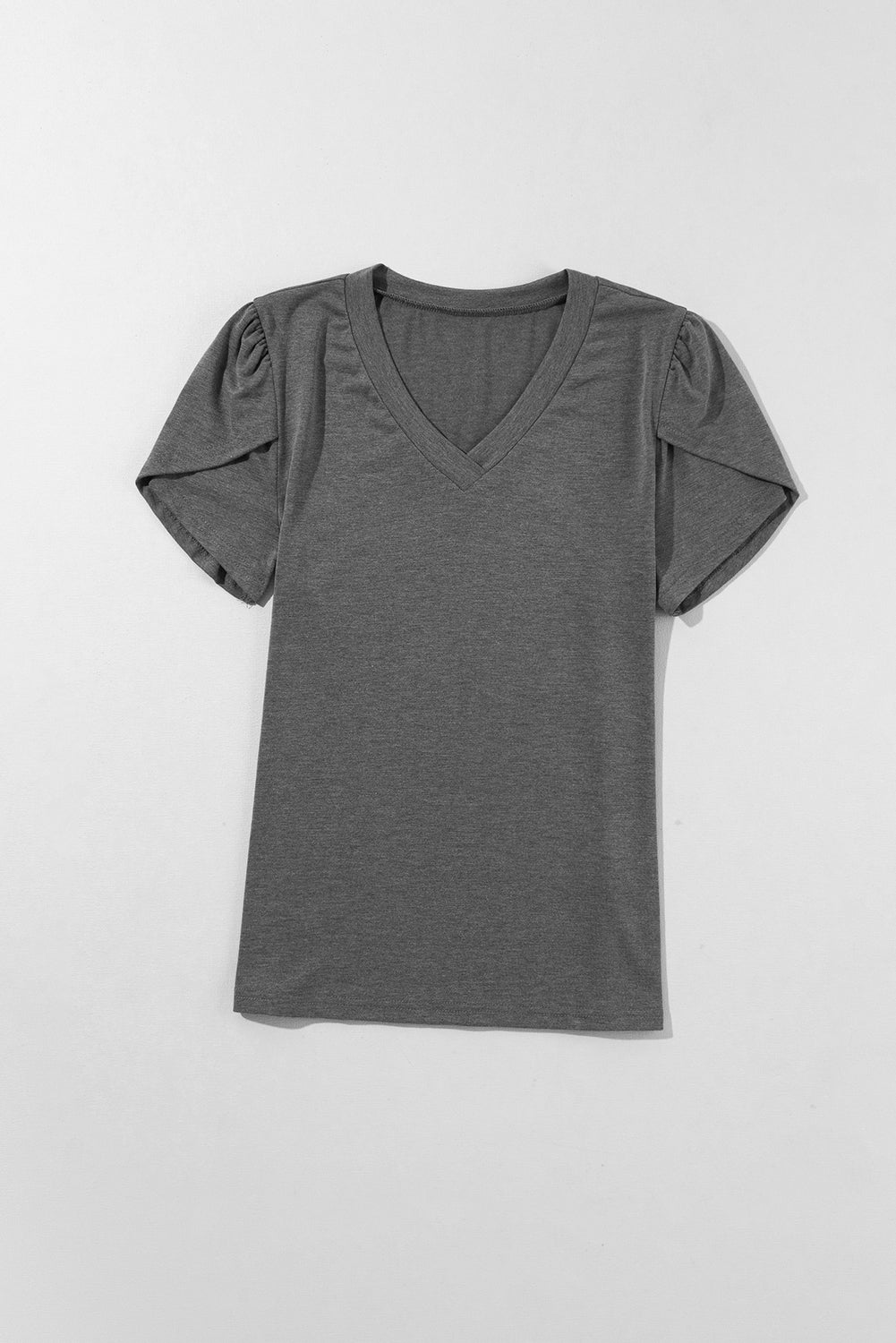 Mist Green Petal Sleeve V Neck T-Shirt