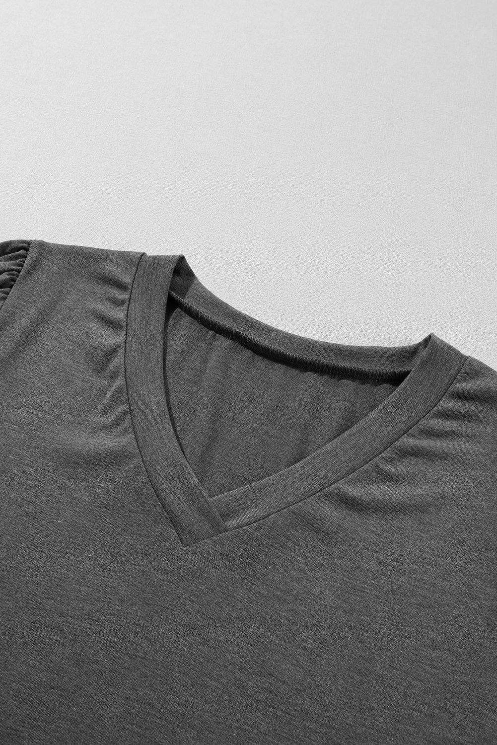 Mist Green Petal Sleeve V Neck T-Shirt